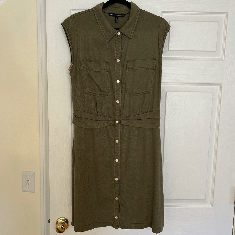WHBM White house Black Market Women’s army green khaki dress